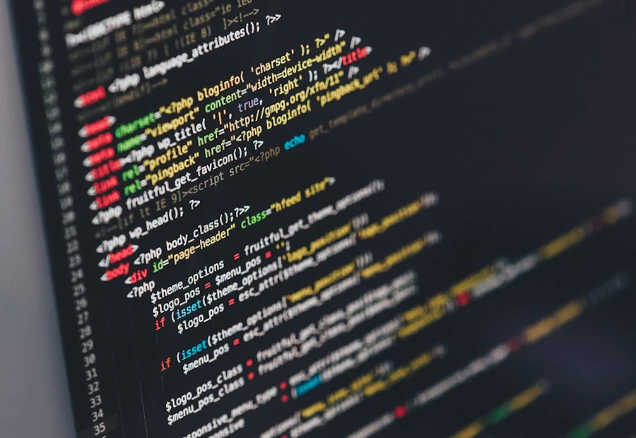Software developer's code on screen