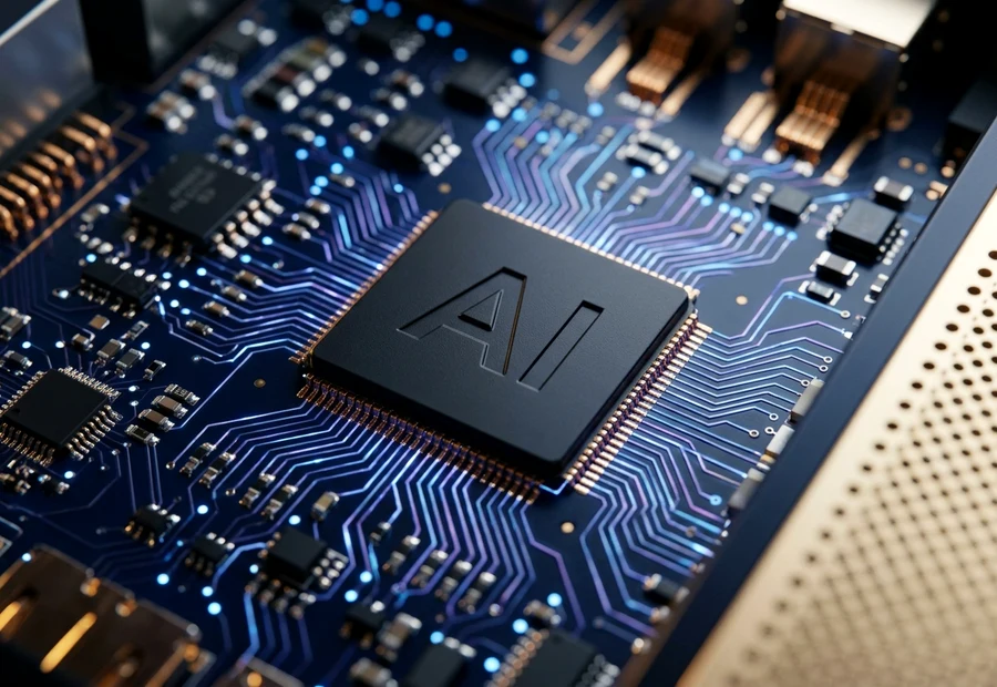 AI microchip on a circuit board