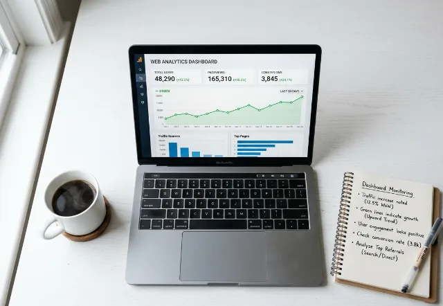 Analytics dashboard showing website growth